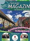 A magazine cover depicts a bustling arts and crafts market in Königsberg in vibrant colors.