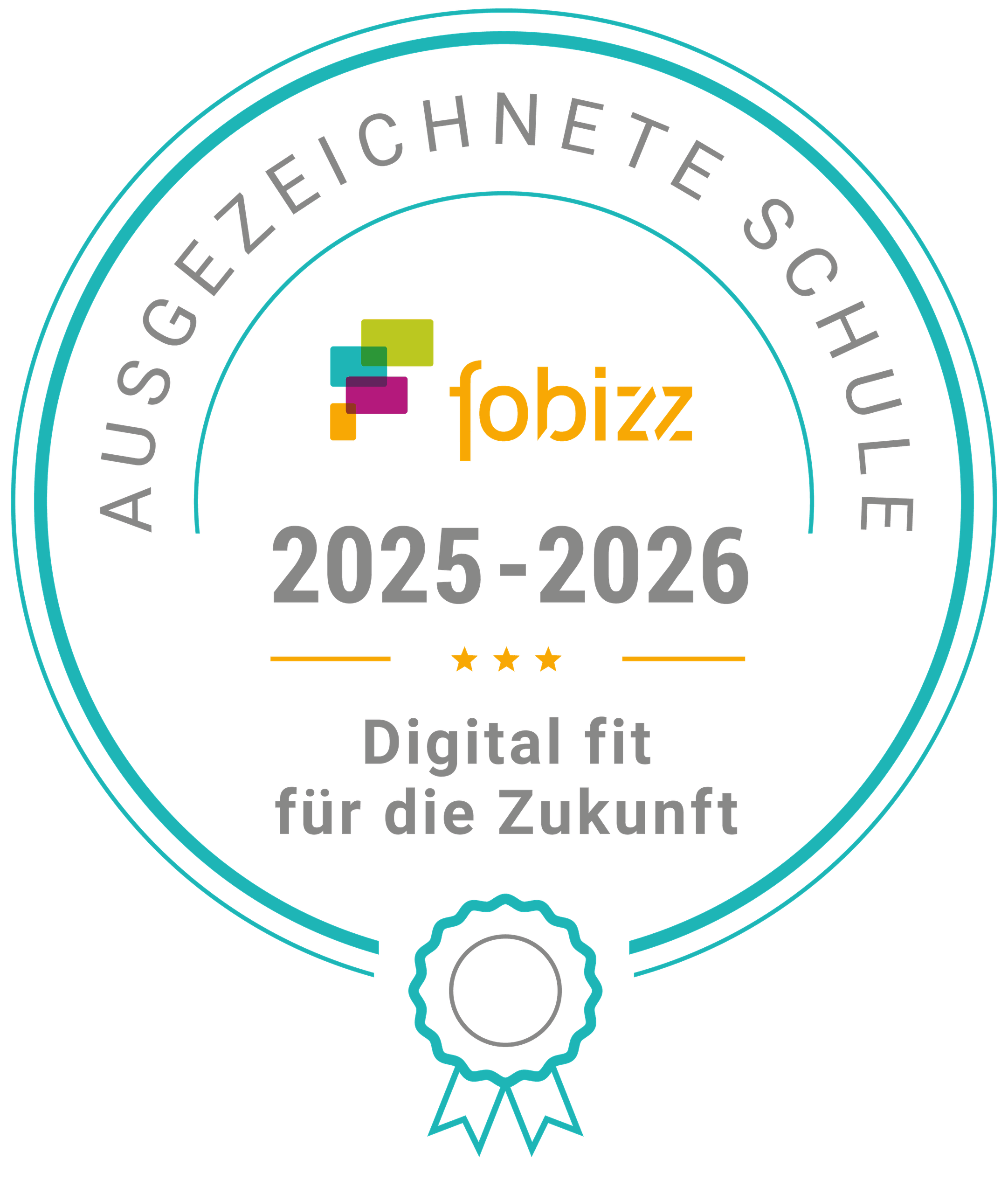 Fobizz Siegel ausgezeichnete Schule 2025 bis 2026 digital fit fuer die Zukunft